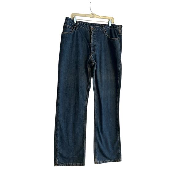 Carhartt Relaxed Fit Dark Wash Flannel Lined Straight Cut Mid Rise Jeans Size 16 - Picture 3 of 16